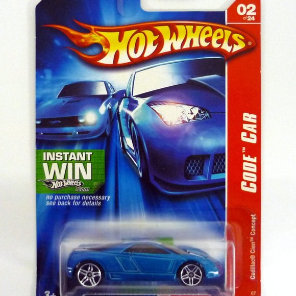 Hot Wheels Cadillac Cien Concept #02 of 24 Code Car Blue Die-Cast Vehicle 2007 - Picture 1 of 1